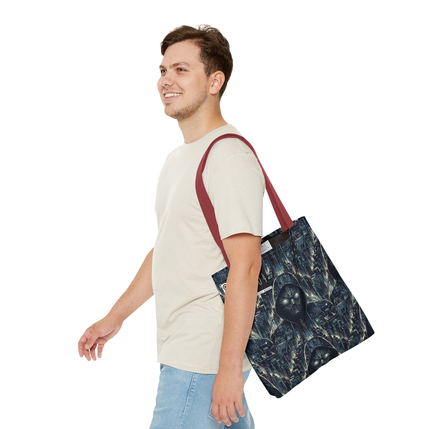 Tech Noir Aesthetics Sleek Tech Streetwear Tote Bag - 8404 Design-56