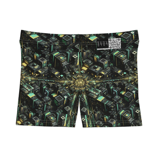 Tech Noir Graphics Tech-Inspired Streetwear Women's Shorts - 8404 Design-66