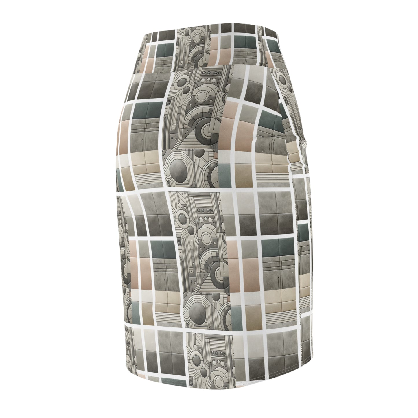 Tech Utility Chic Tech-Forward Minimalist Women's Pencil Skirt - 8404 Design-59