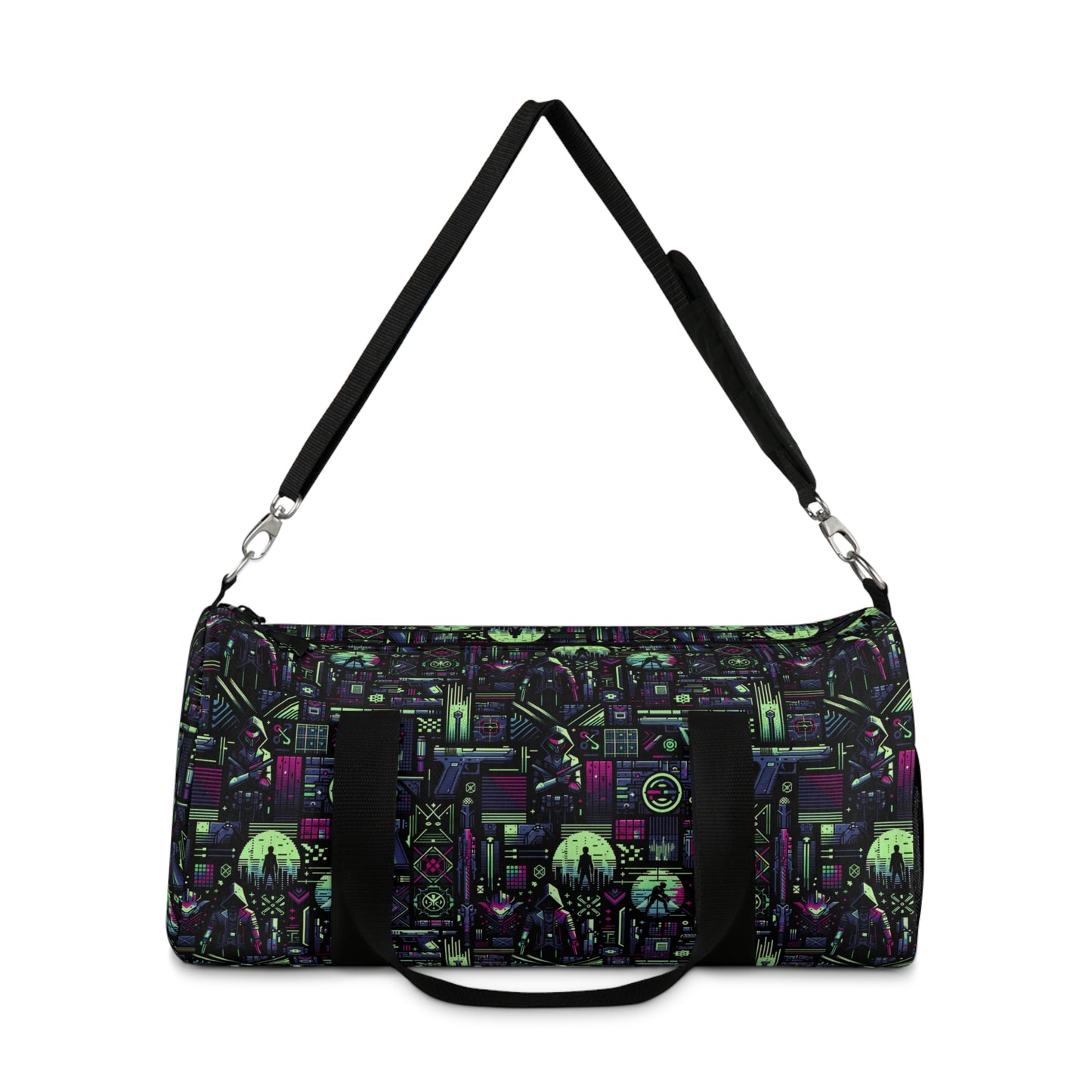 Tech Noir Futuristic Cyberpunk Duffel Bag - 8404 Design-63