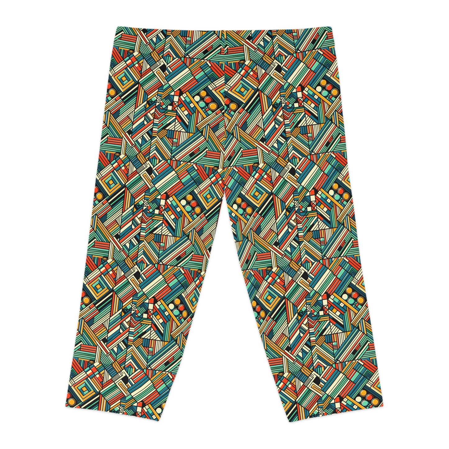 Abstract Graphic Art Modern Artistic Expression Women's Capri Leggings - 8404 Design-67
