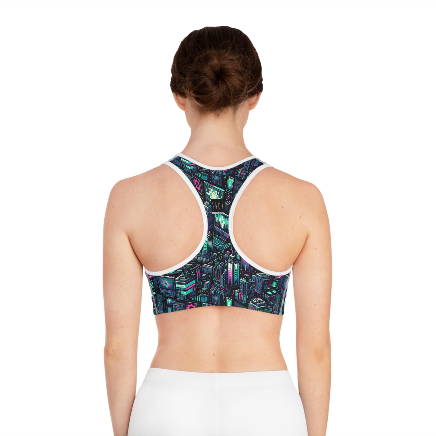 Digital Rebellion Tech-Inspired Streetwear Sports Bra - 8404 Design-58