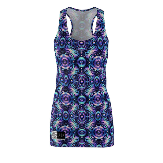 Iridescent Tech Fusion Tech-Forward Streetwear Women's Cut & Sew Racerback Dress - 8404 Design-62