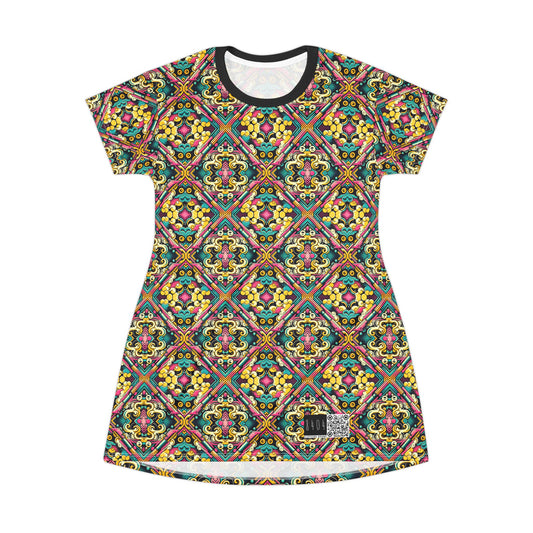 Neon Pop Art Revival Pop Culture Retro T-Shirt Dress - 8404 Design-59