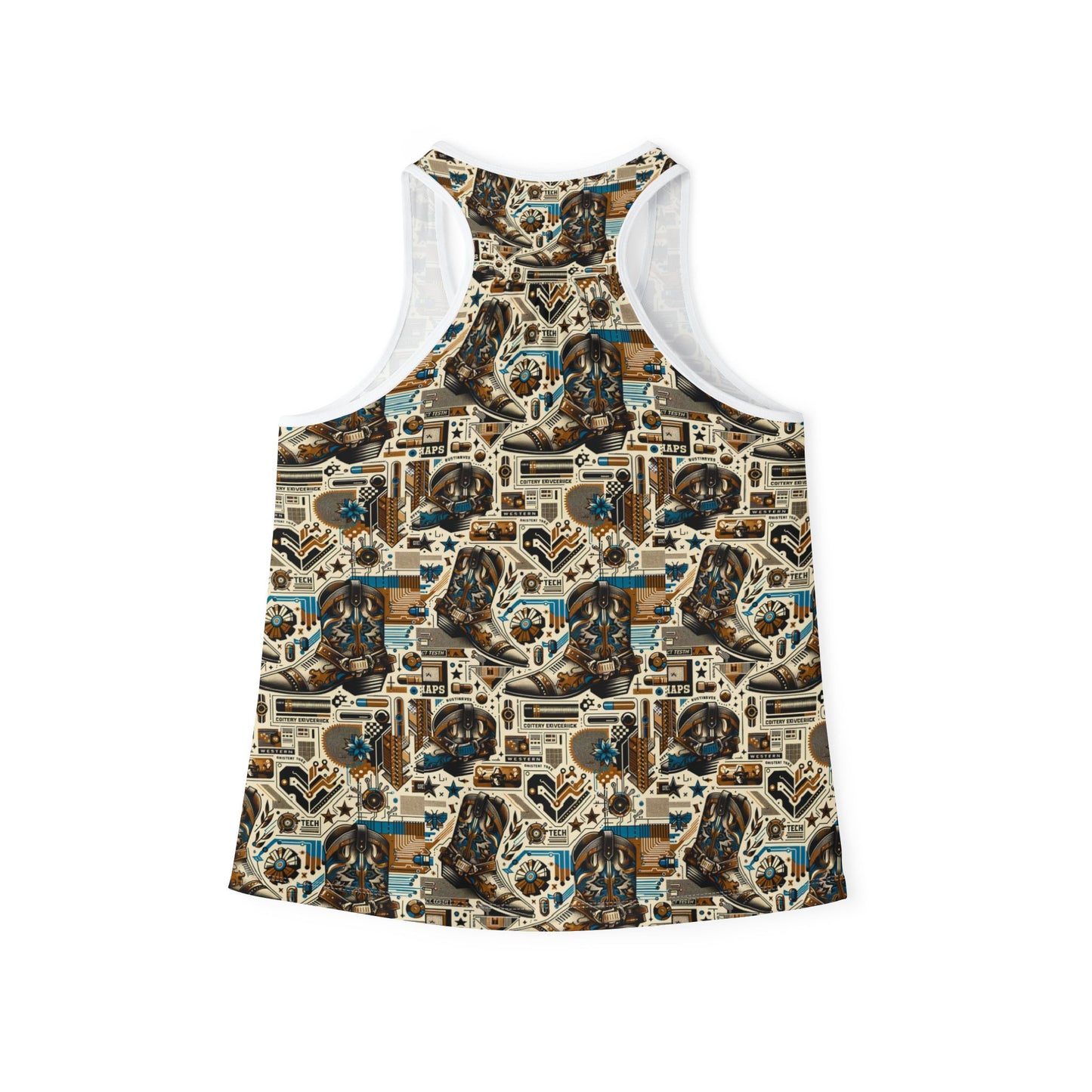Digital Cowboy Chic Tech-Infused Western Fusion Women's Tank Top - 8404 Design-45