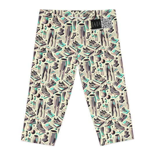 Tech-Infused Athleisure Futuristic Athletic Tech Women's Capri Leggings - 8404 Design-44