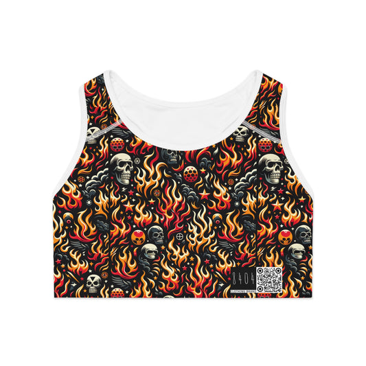 Flame Graphics Maximalist Streetwear Sports Bra - 8404 Design-76