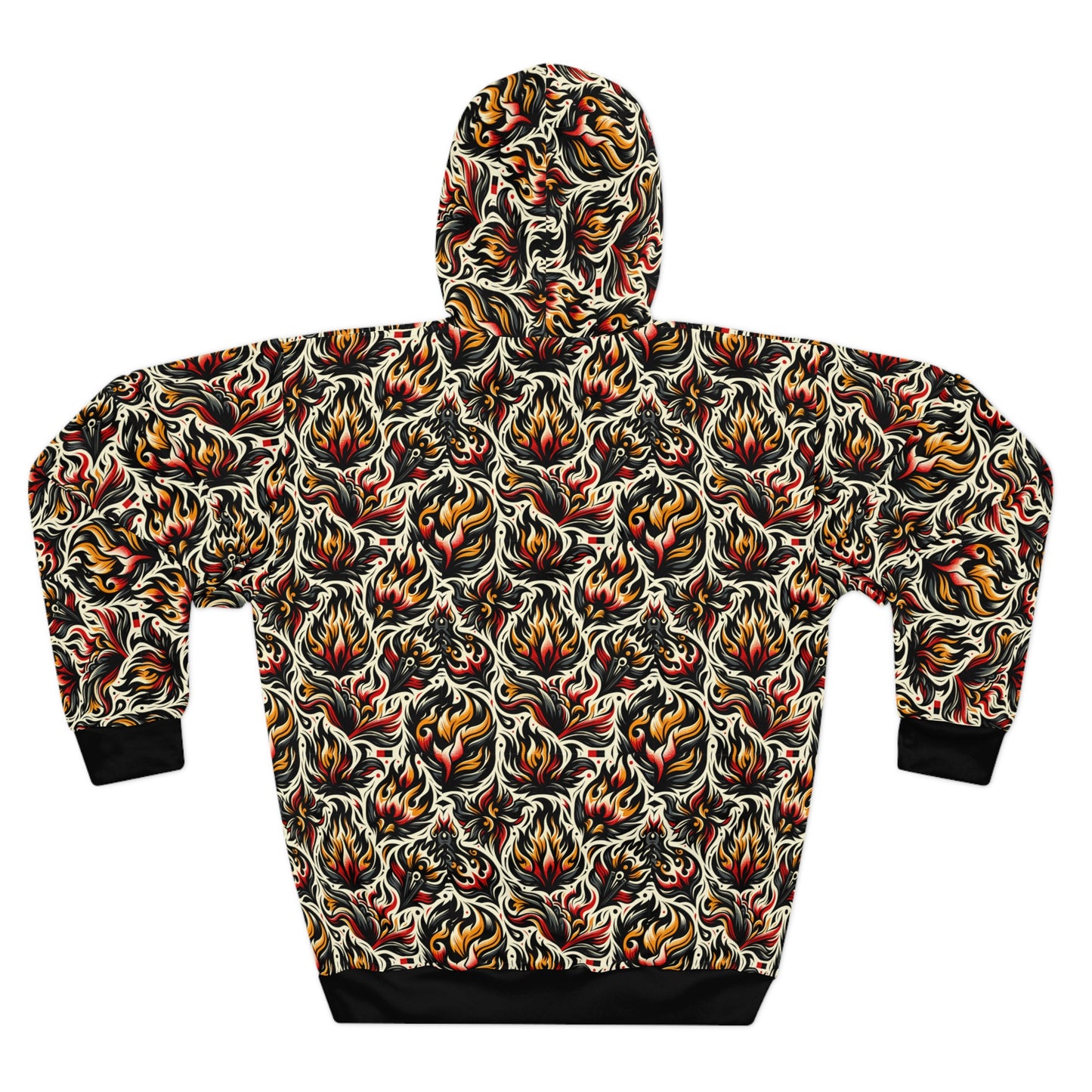 Fire & Flames Bold Streetwear Statement Pullover Hoodie - 8404 Design-57
