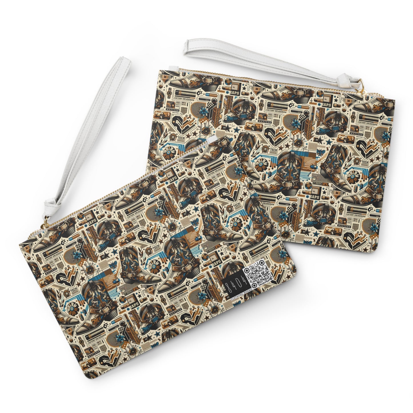 Digital Cowboy Chic Tech-Infused Western Fusion Clutch Bag - 8404 Design-45
