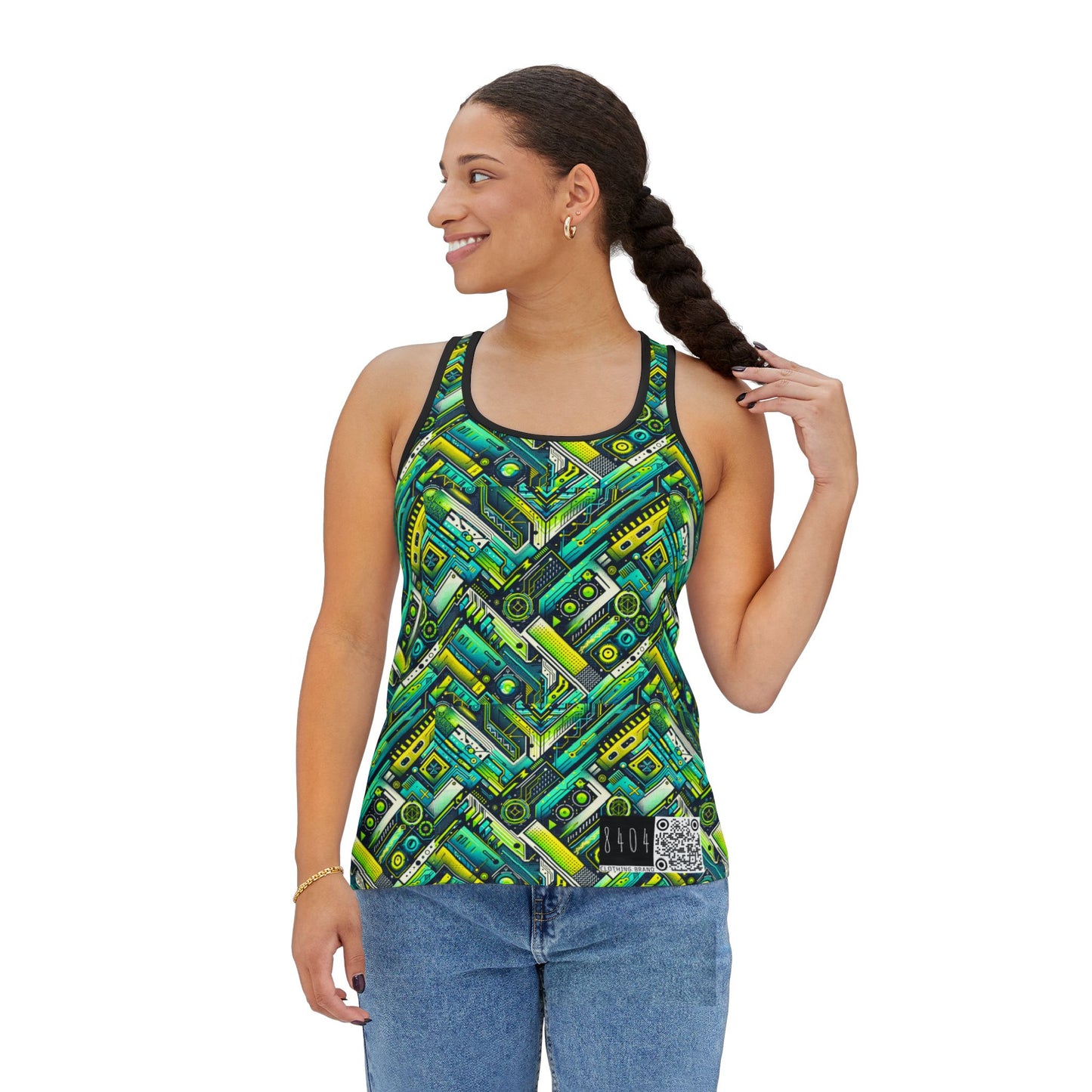 Tech-Infused Neon Tech-Forward Streetwear Women's Tank Top - 8404 Design-52