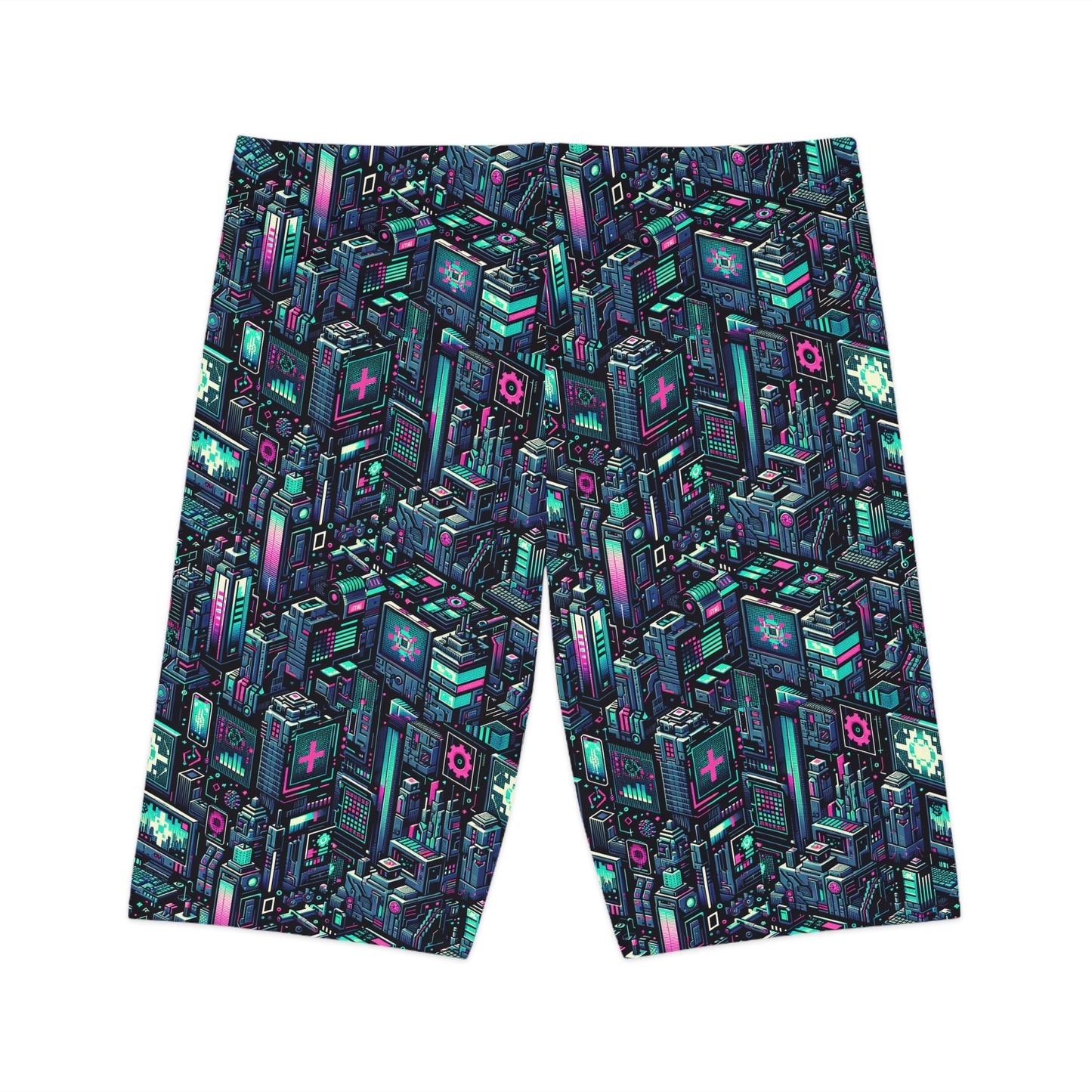 Digital Rebellion Tech-Inspired Streetwear Women's Bike Shorts - 8404 Design-58