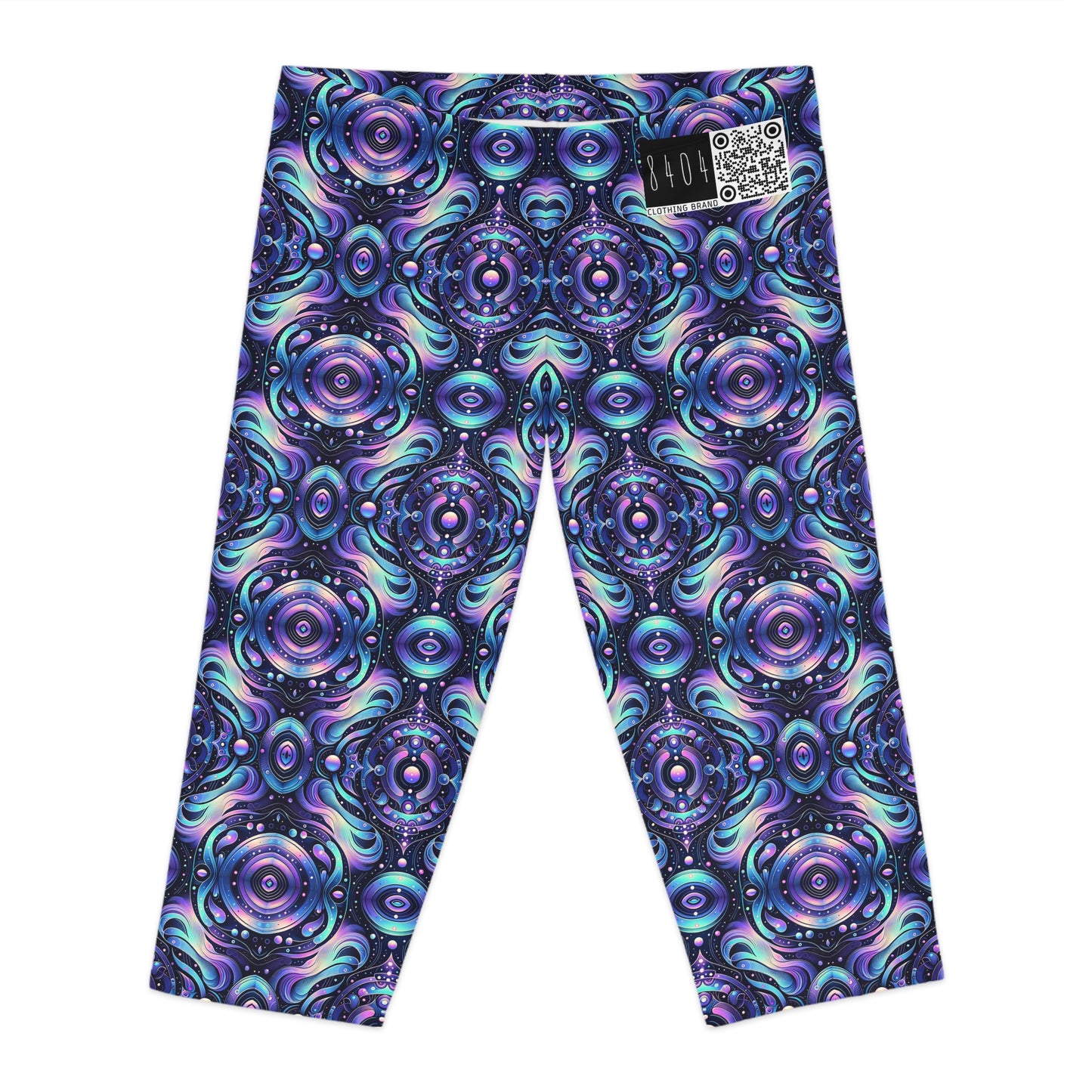 Iridescent Tech Fusion Tech-Forward Streetwear Women's Capri Leggings - 8404 Design-62