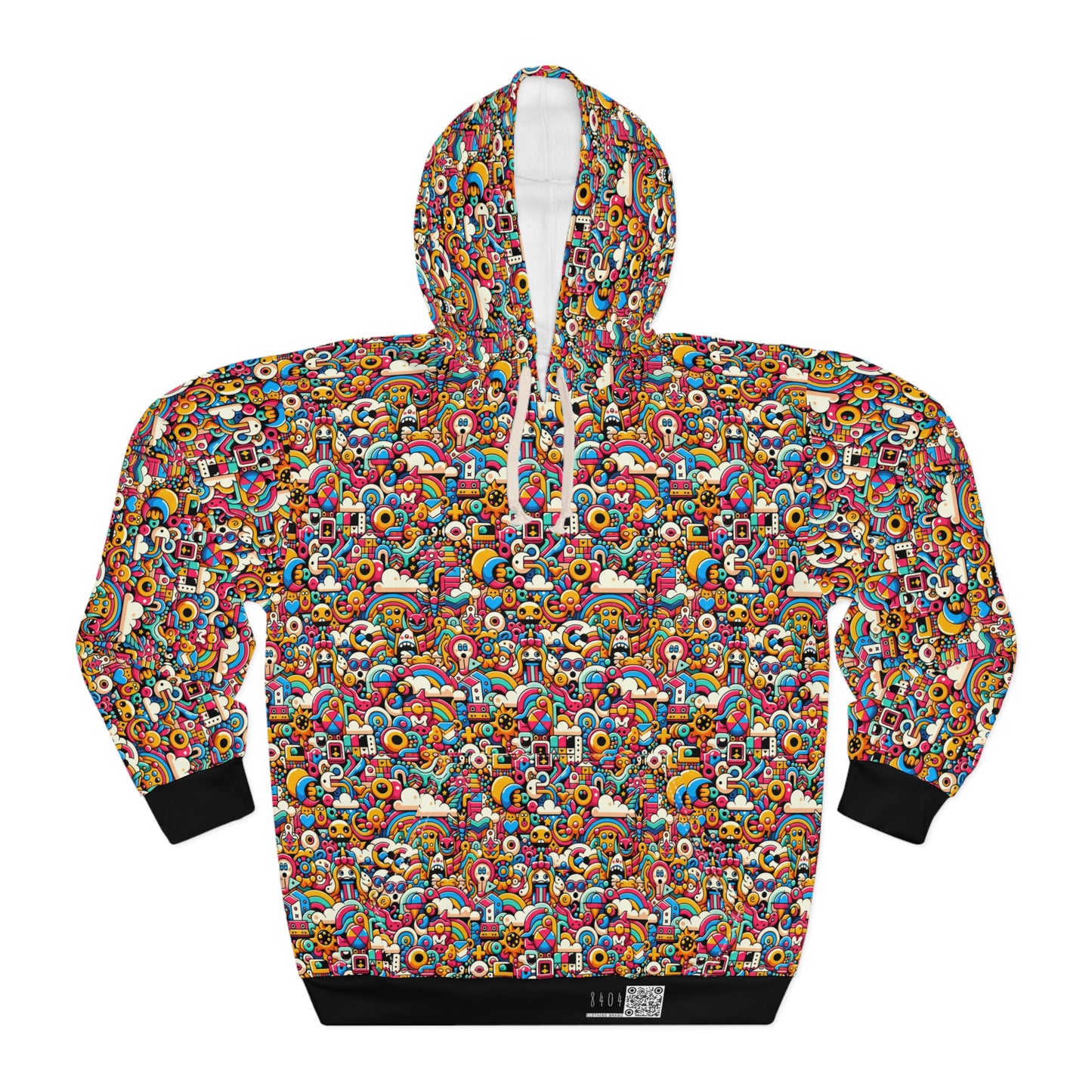 Neon Pop Playful Pop Culture Mashup Pullover Hoodie - 8404 Design-62
