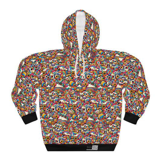 Neon Pop Playful Pop Culture Mashup Pullover Hoodie - 8404 Design-62