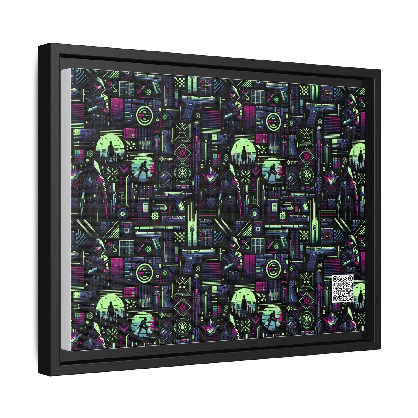 Tech Noir Futuristic Cyberpunk Matte Canvas, Framed (multi-Color) - 8404 Design-63 A