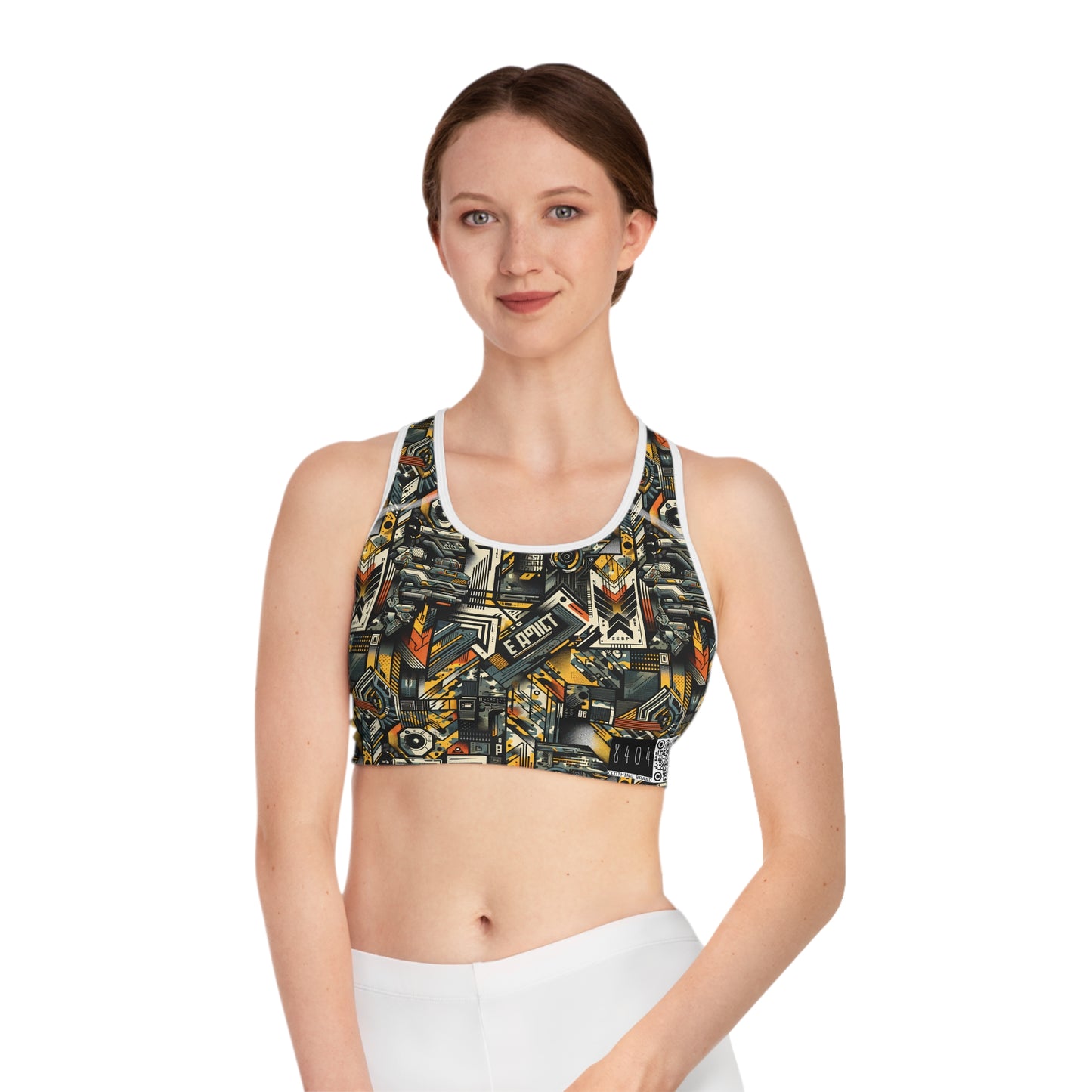 Digital Punk Futuristic Grunge Sports Bra - 8404 Design-49