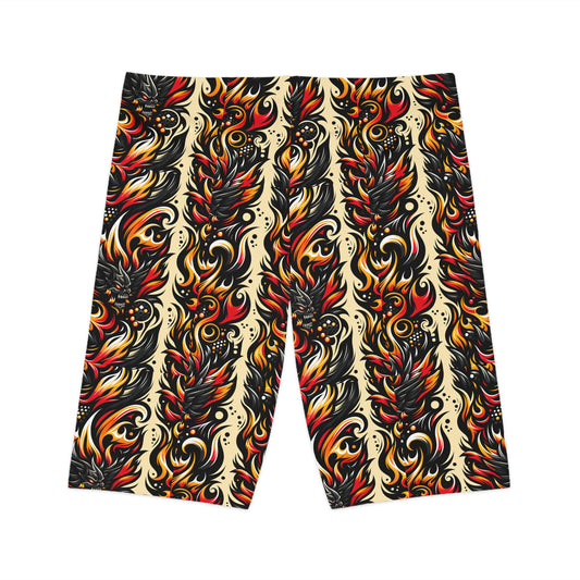 Flame Graphics Maximalist Streetwear Women's Bike Shorts - 8404 Design-65