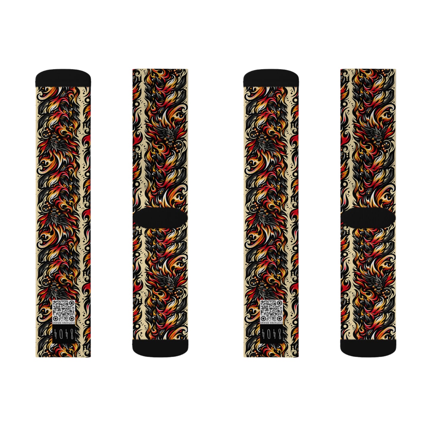 Flame Graphics Maximalist Streetwear Sublimation Socks - 8404 Design-65