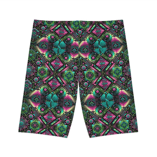 Tech-Infused Graphics Tech-Forward Streetwear Women's Bike Shorts - 8404 Design-45
