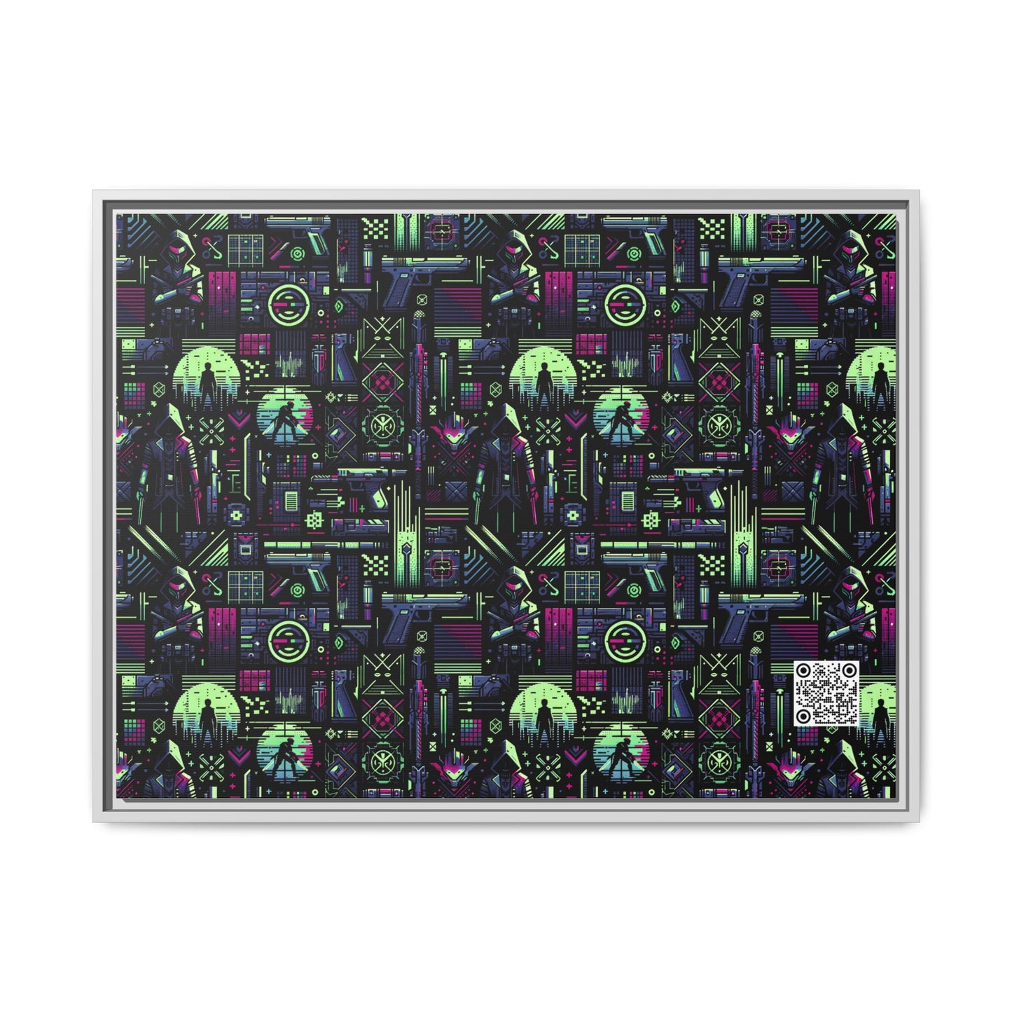 Tech Noir Futuristic Cyberpunk Matte Canvas, Framed (multi-Color) - 8404 Design-63 A
