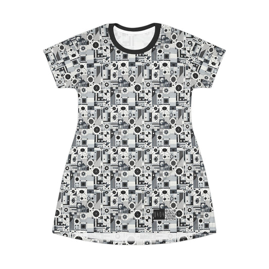 Digital Minimalism Minimalist Tech T-Shirt Dress - 8404 Design-65