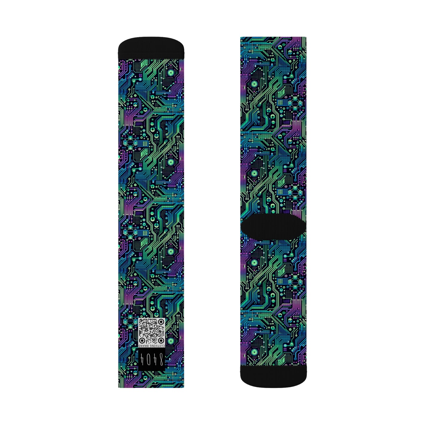 Tech-Infused Neon Tech-Forward Streetwear Sublimation Socks - 8404 Design-66