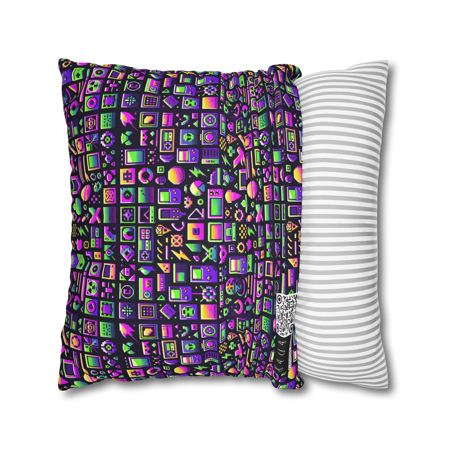 Digital Nostalgia Remix Modern Vintage Fusion Spun Polyester Square Pillowcase - 8404 Design-49