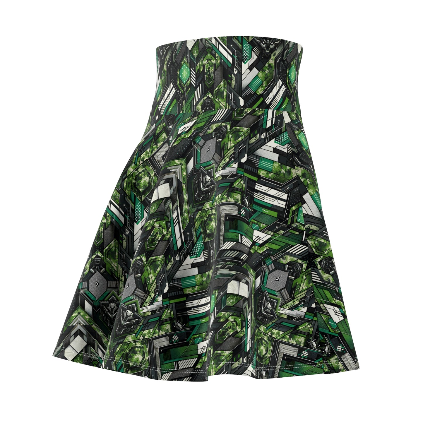 Tech Camo Fusion Tech-Forward Streetwear With a Futuristic Edge Women's Skater Skirt - 8404 Design-58