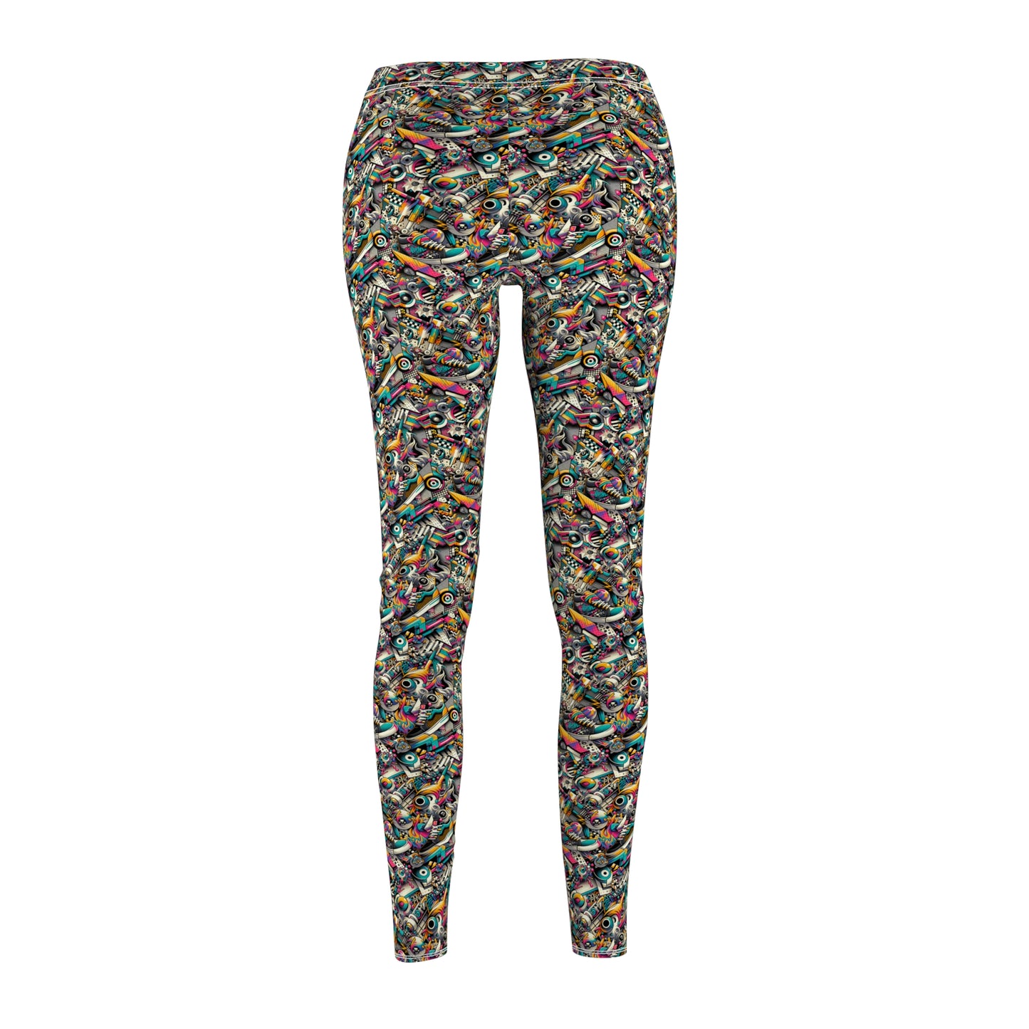 Urban Graffiti Fusion Eclectic Street Art Meets Modern Tech Culture Women's Cut & Sew Casual Leggings - 8404 Design-55