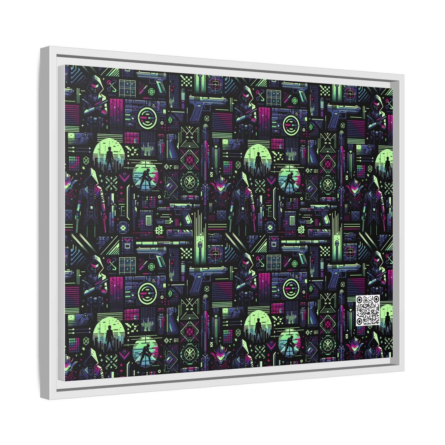 Tech Noir Futuristic Cyberpunk Matte Canvas, Framed (multi-Color) - 8404 Design-63 A