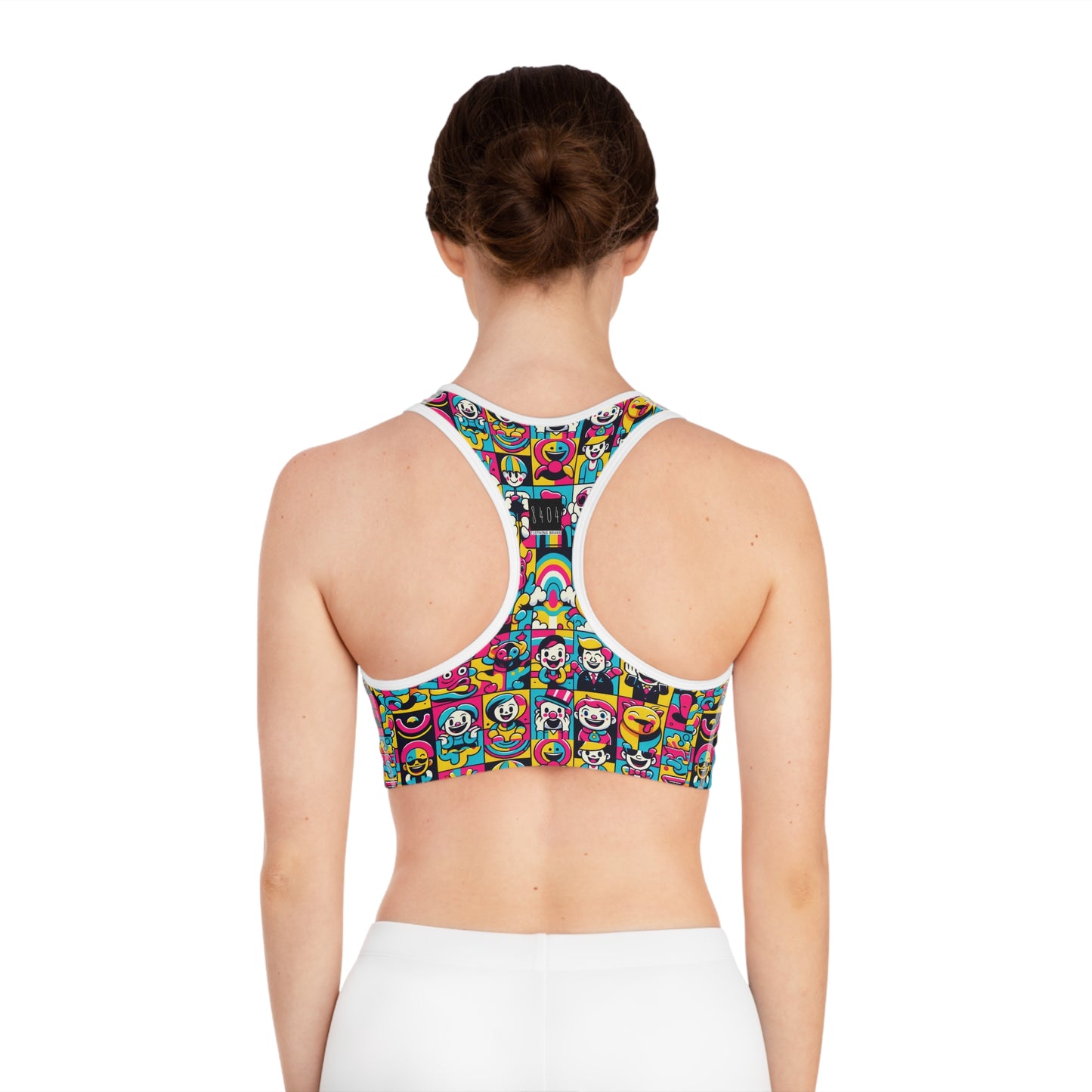 Neon Pop Playful Pop Culture Mashup Sports Bra - 8404 Design-60