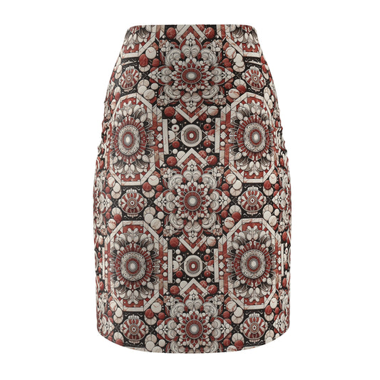 Neo Jomon Sculptural Aesthetics Artisanal Streetwear Women's Pencil Skirt - 8404 Design-55