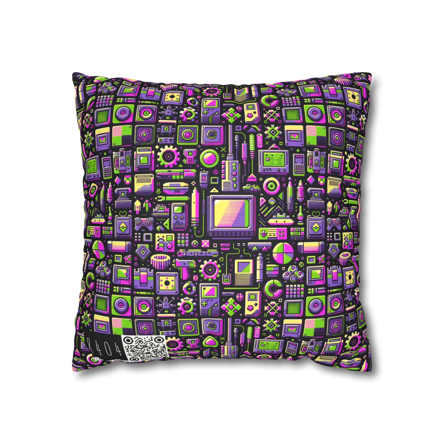 Digital Nostalgia Remix Modern Vintage Fusion Faux Suede Square Pillowcase - 8404 Design-67