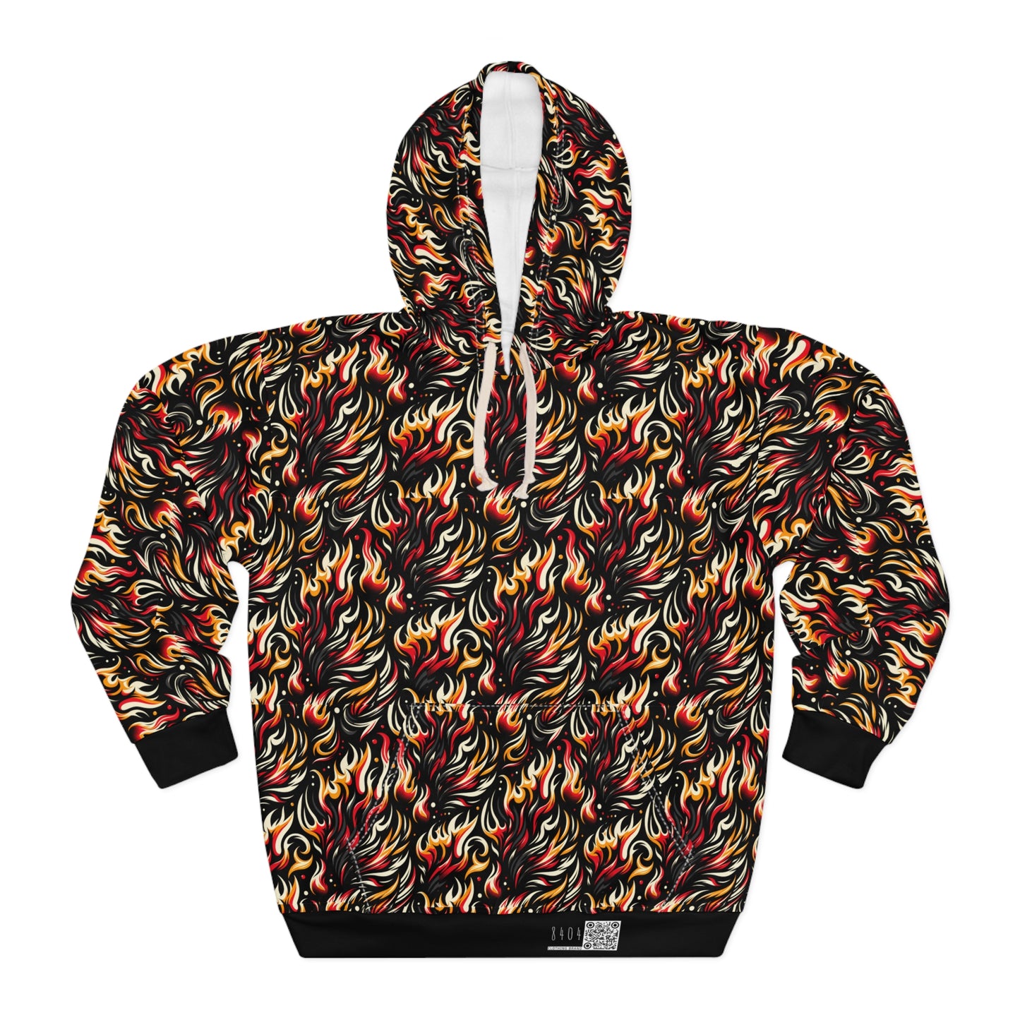 Fire & Flames Bold Streetwear Statement Pullover Hoodie - 8404 Design-60