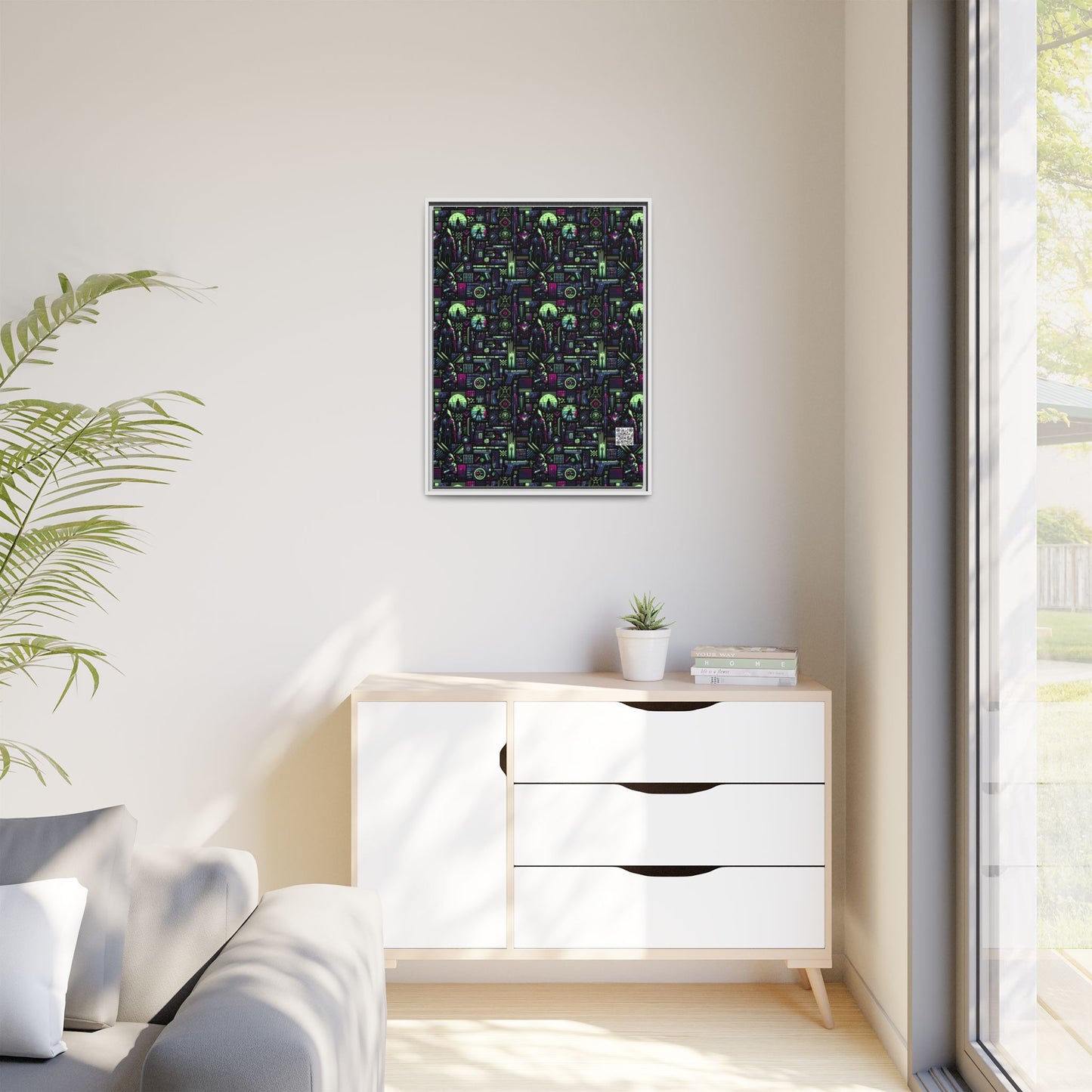 Tech Noir Futuristic Cyberpunk Matte Canvas, Framed (multi-Color) - 8404 Design-63 A