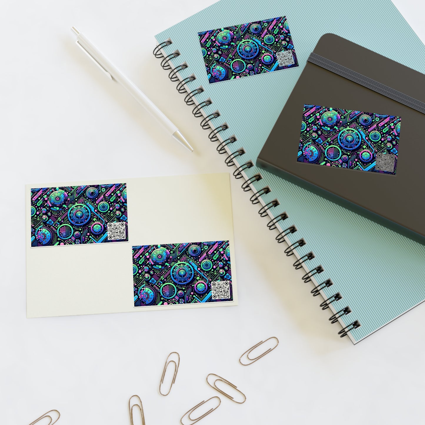 Tech-Infused Neon Tech-Forward Streetwear Sticker Sheets - 8404 Design-31