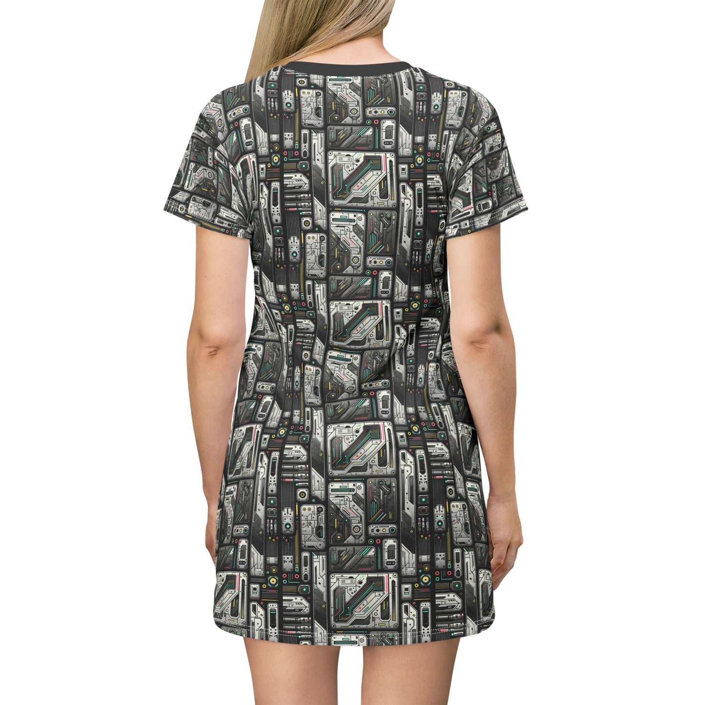 Tech Utility Gear Tech-Forward Minimalism T-Shirt Dress - 8404 Design-45