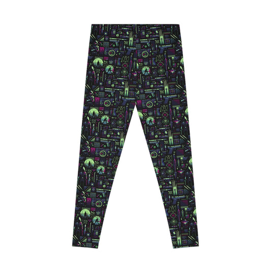 Tech Noir Futuristic Cyberpunk Stretch Leggings - 8404 Design-63