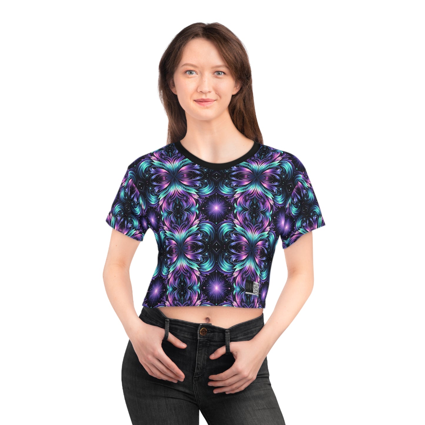 Iridescent Dream Futuristic Tech Crop Tee - 8404 Design-60