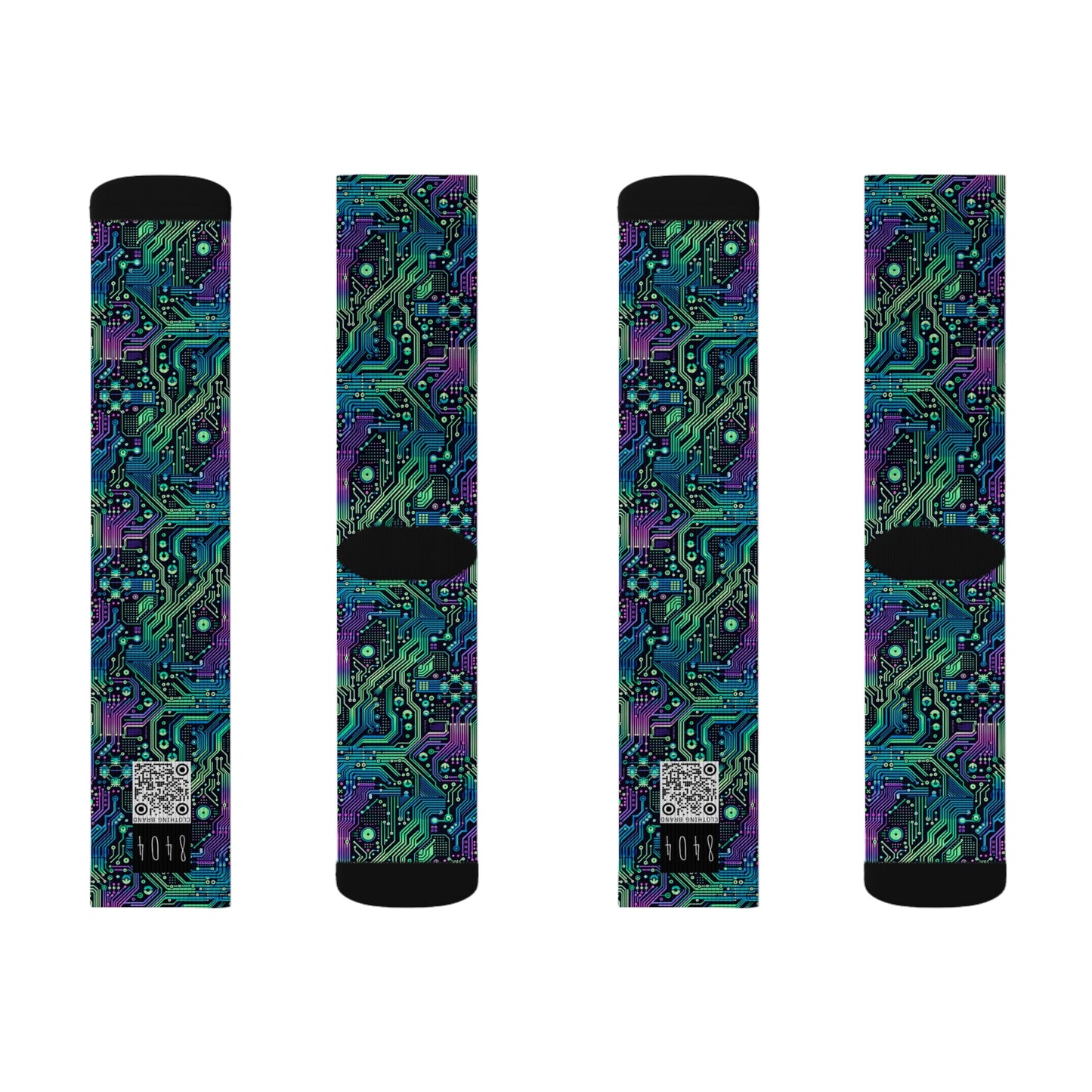 Tech-Infused Neon Tech-Forward Streetwear Sublimation Socks - 8404 Design-66