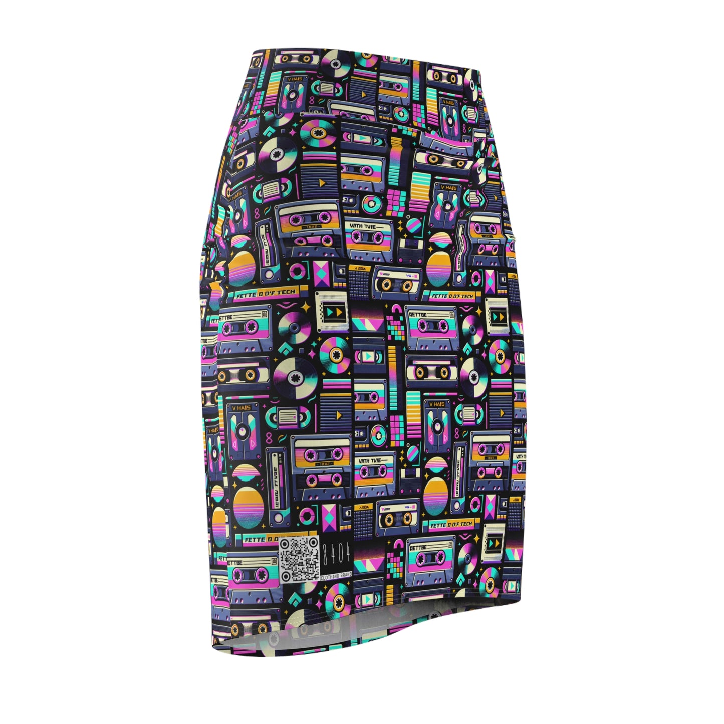 Digital Nostalgia Tech-Inspired Retro Fusion Women's Pencil Skirt - 8404 Design-48