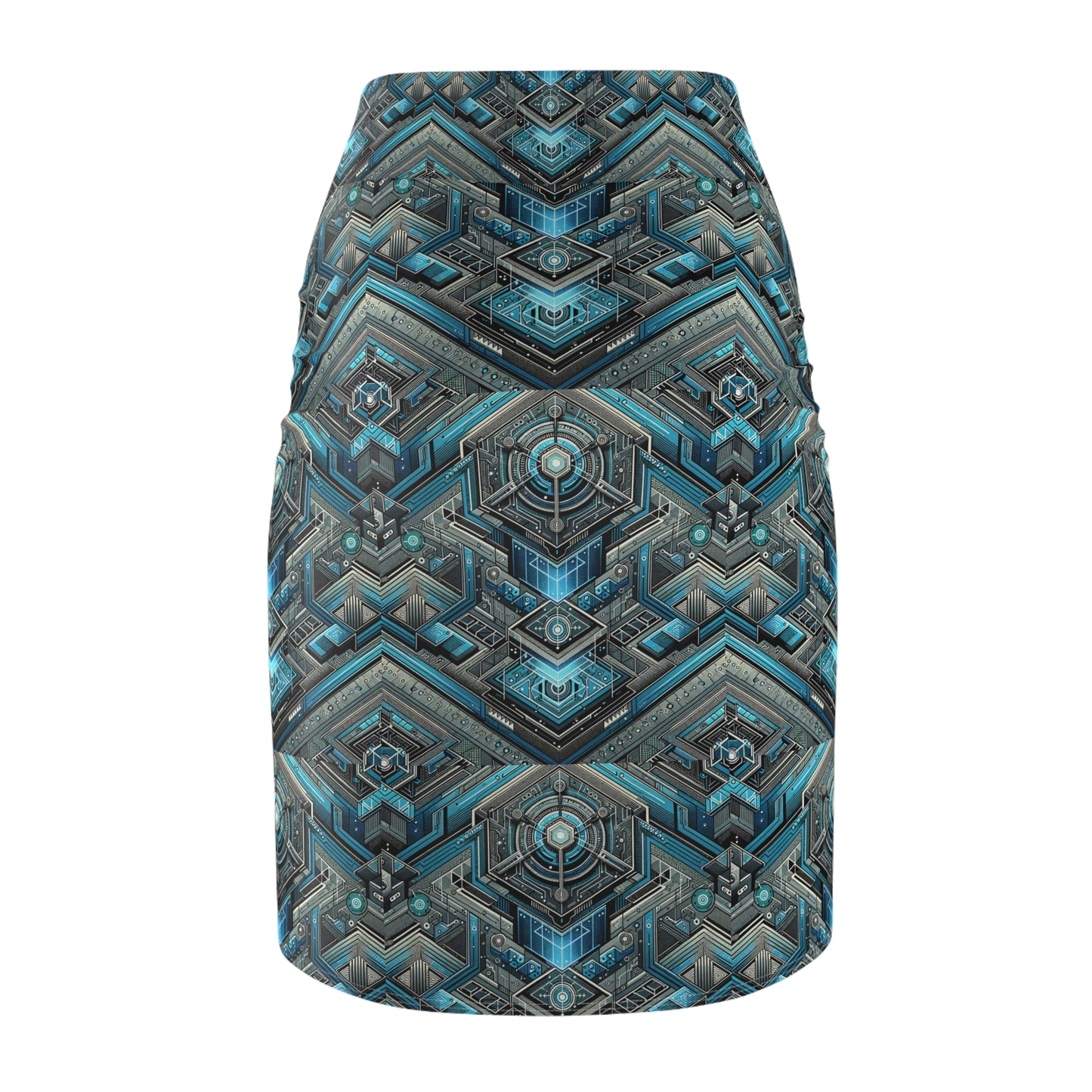 Tech-Infused Futurism Sleek Tech Edge Women's Pencil Skirt - 8404 Design-49