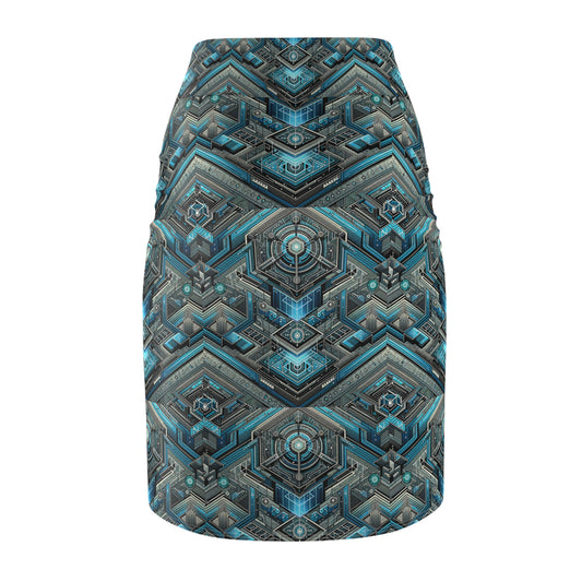 Tech-Infused Futurism Sleek Tech Edge Women's Pencil Skirt - 8404 Design-49