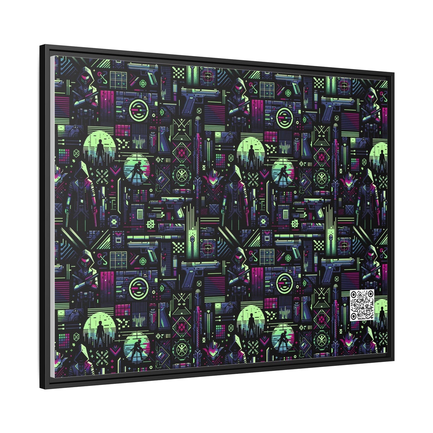 Tech Noir Futuristic Cyberpunk Matte Canvas, Framed (multi-Color) - 8404 Design-63 A
