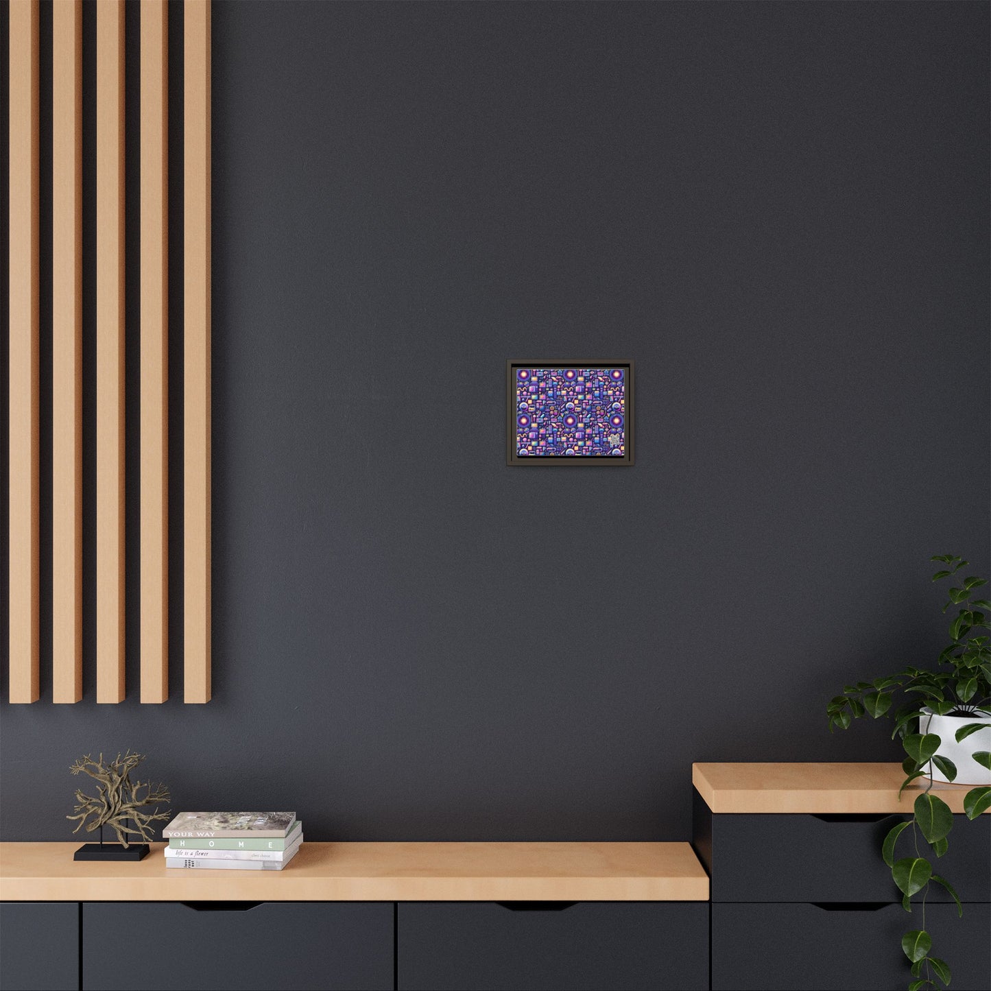 Digital Nostalgia Modern Retro Fusion Matte Canvas, Framed (multi-Color) - 8404 Design-64 B