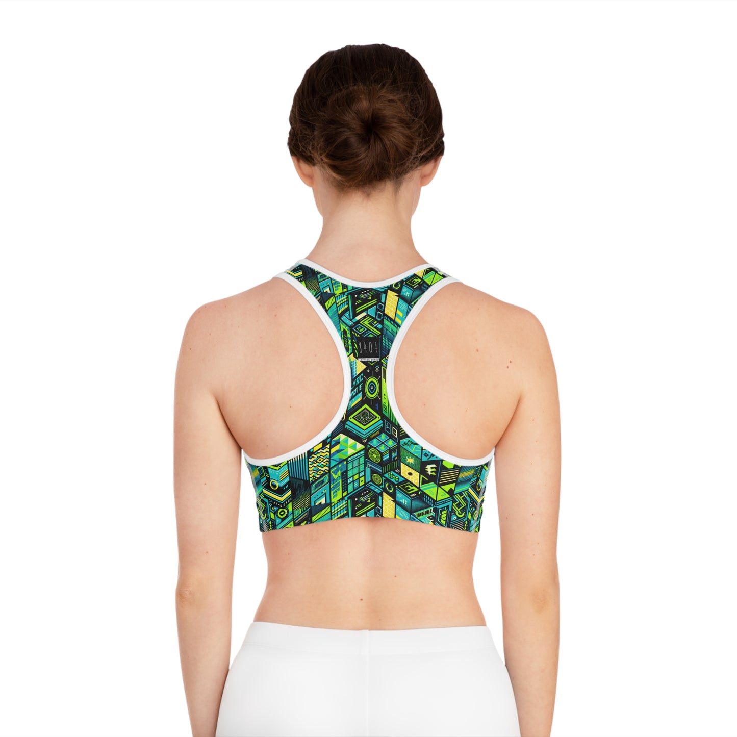 Tech-Infused Neon Tech-Forward Streetwear Sports Bra - 8404 Design-61