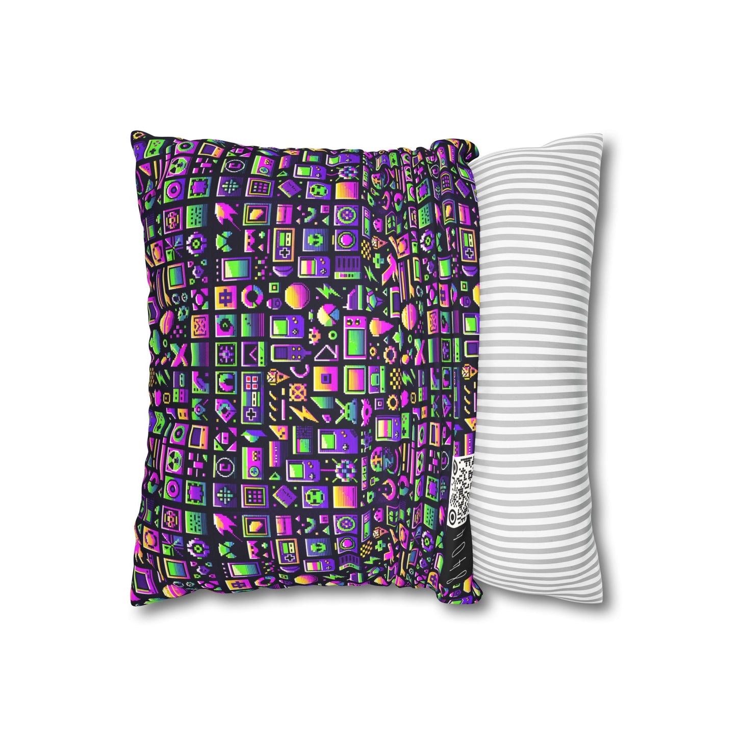 Digital Nostalgia Remix Modern Vintage Fusion Faux Suede Square Pillowcase - 8404 Design-49