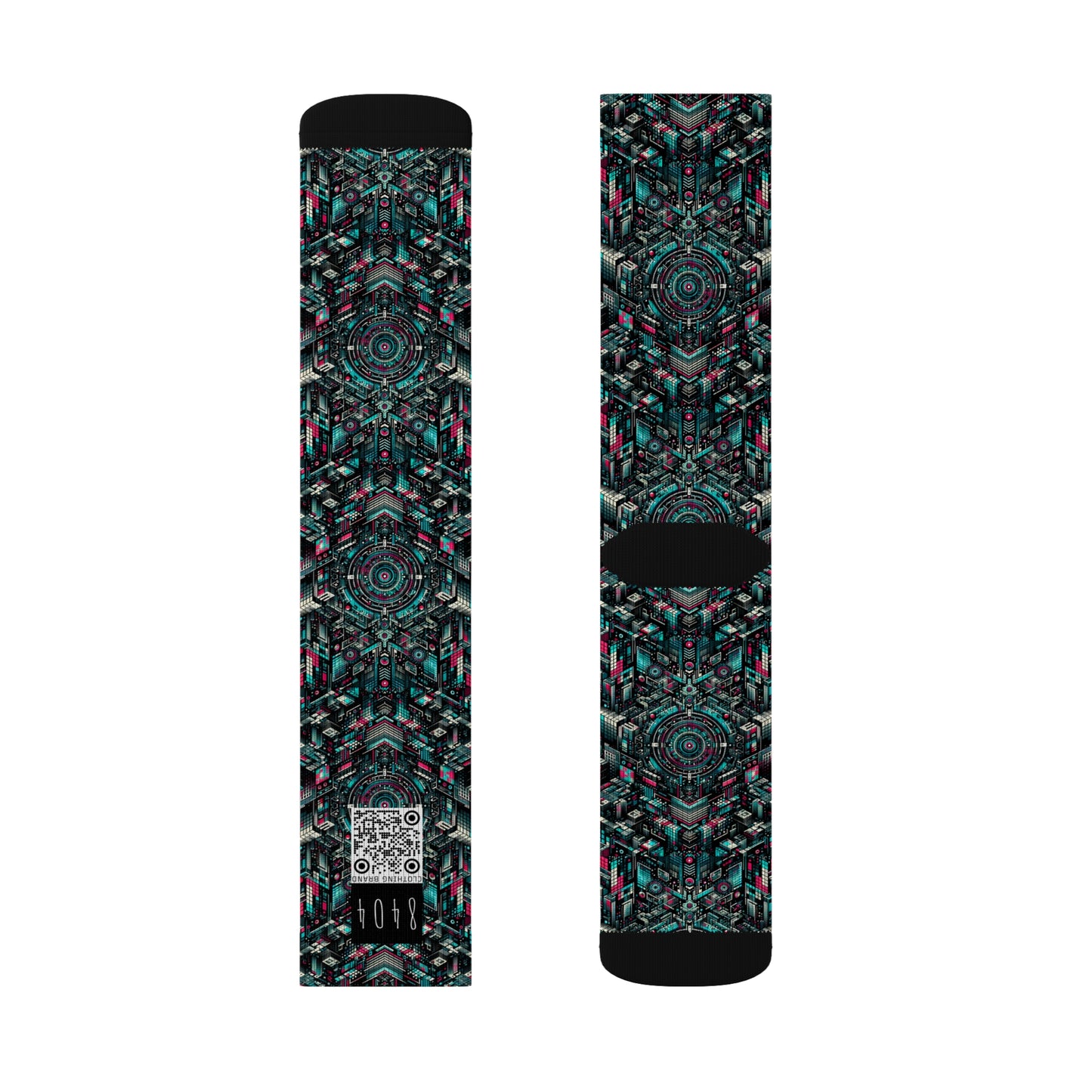 Digital Rebellion Tech-Inspired Streetwear Sublimation Socks - 8404 Design-54