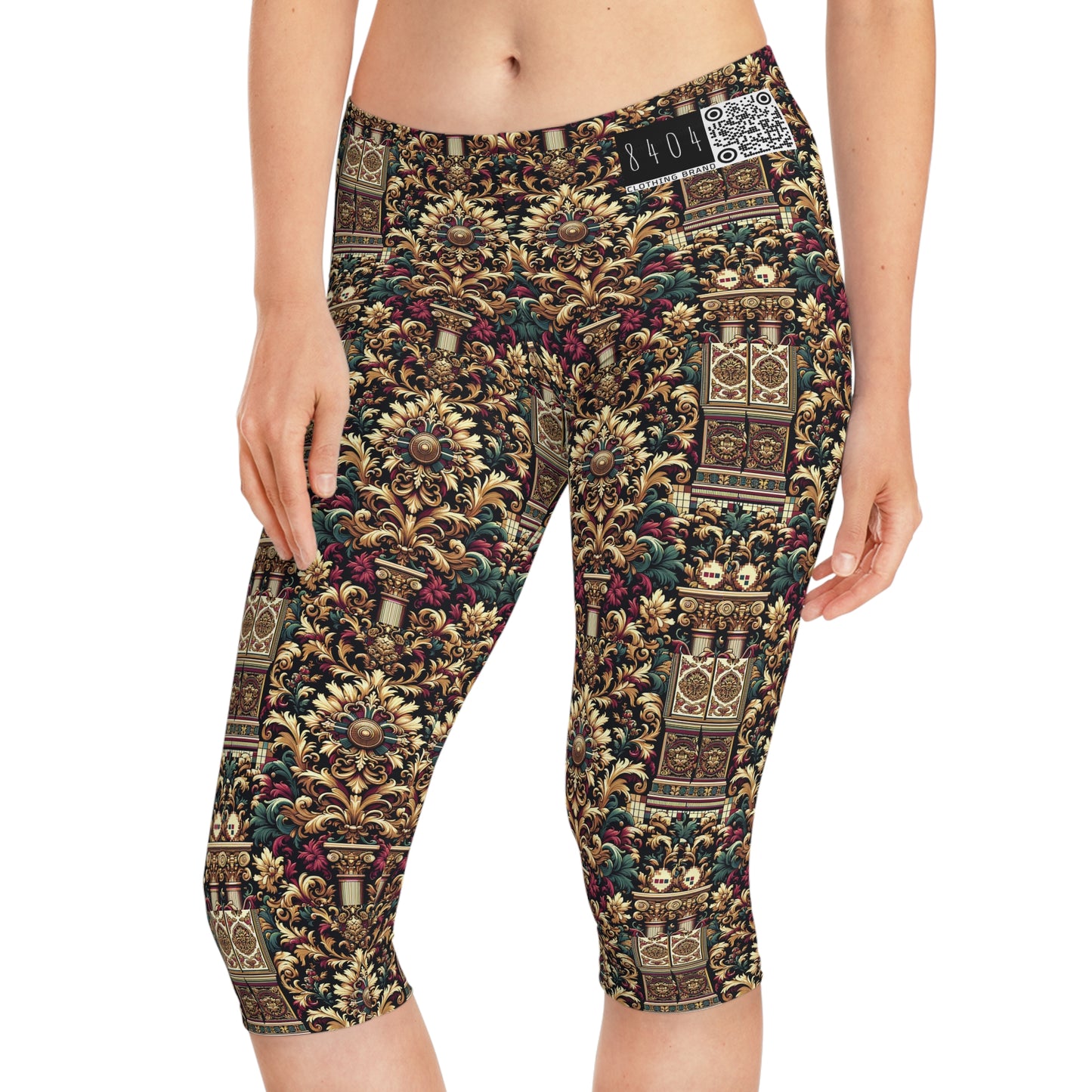 Digital Renaissance Modern Baroque Fusion Women's Capri Leggings - 8404 Design-57