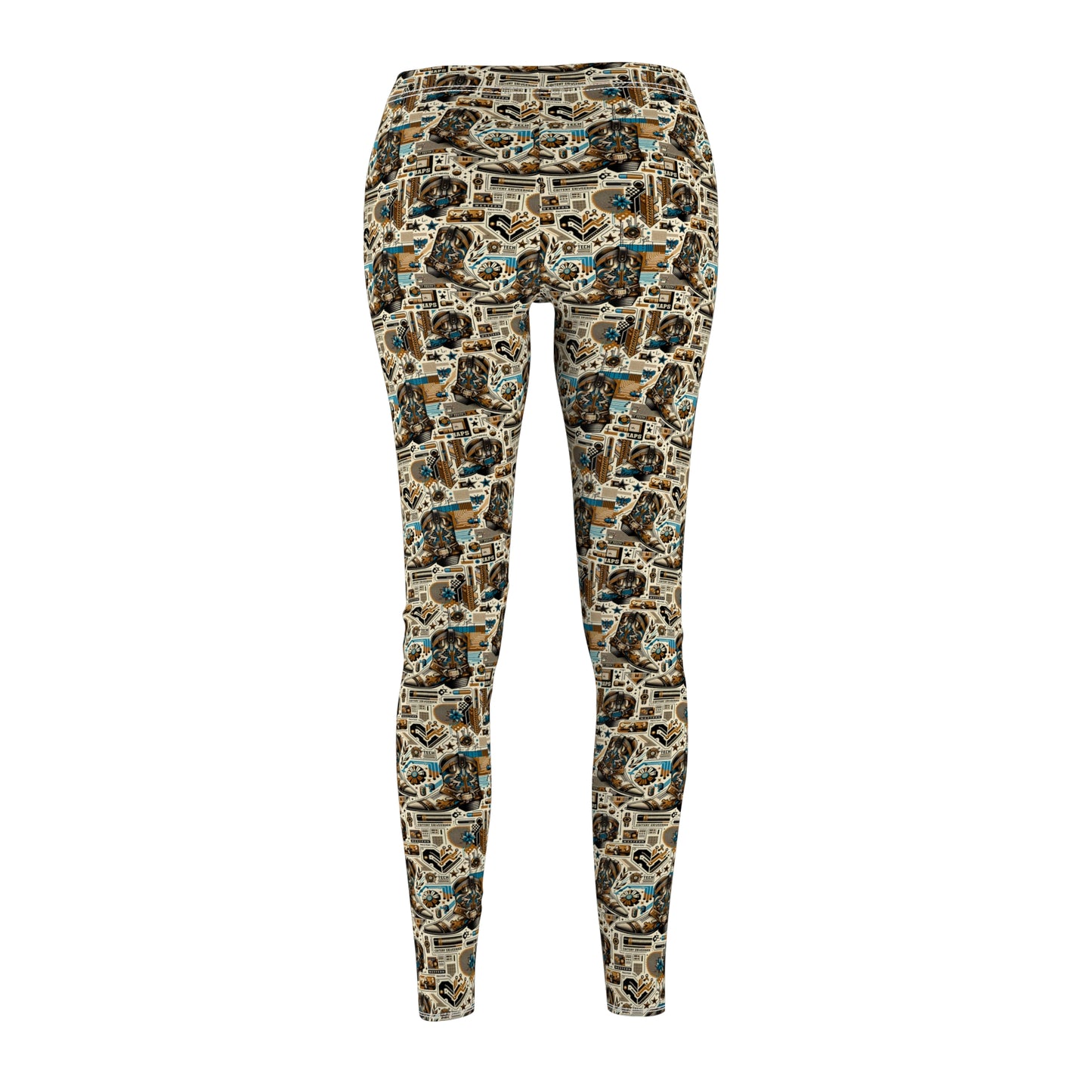 Digital Cowboy Chic Tech-Infused Western Fusion Women's Cut & Sew Casual Leggings - 8404 Design-45